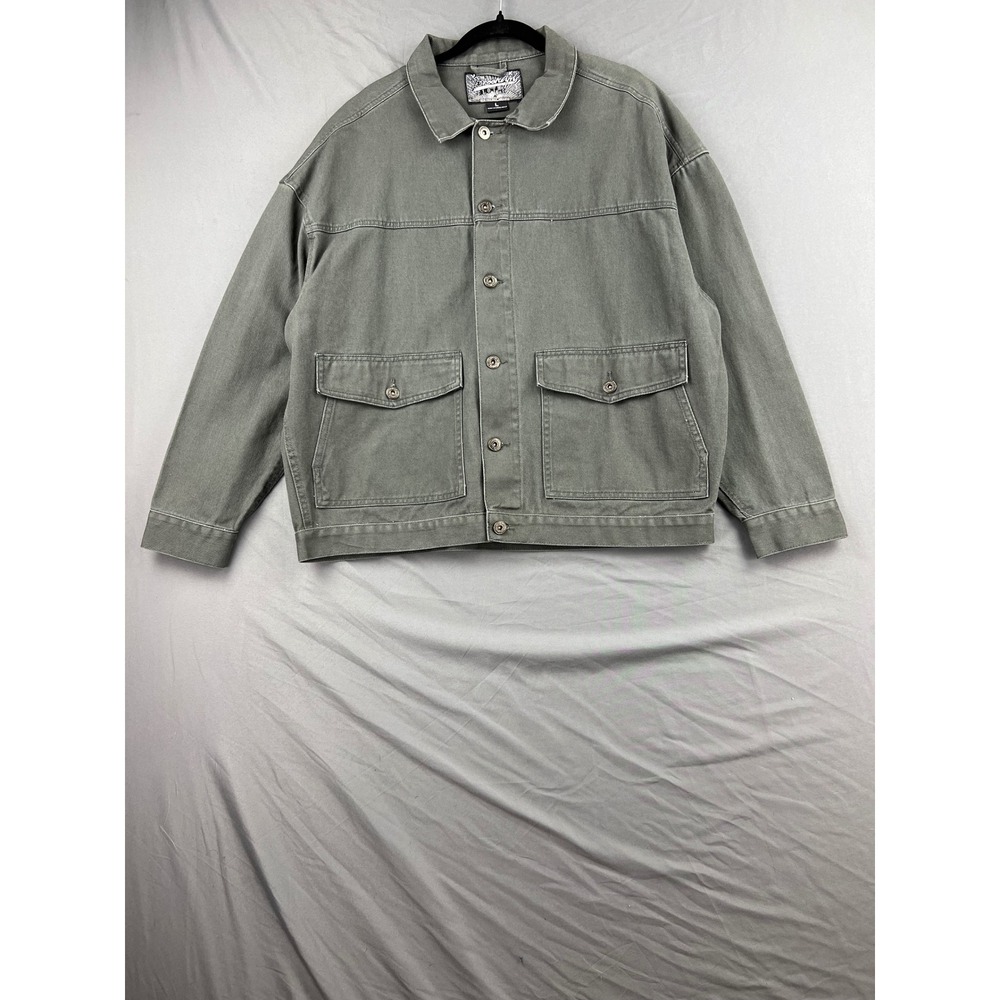 Brooklyn Cloth Jacket Mens Large Trucker Twill Olive Green Utility Excellent